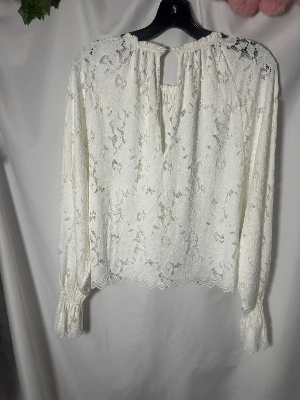 Free people Delicate White Lace Long-Sleeve Women's Top